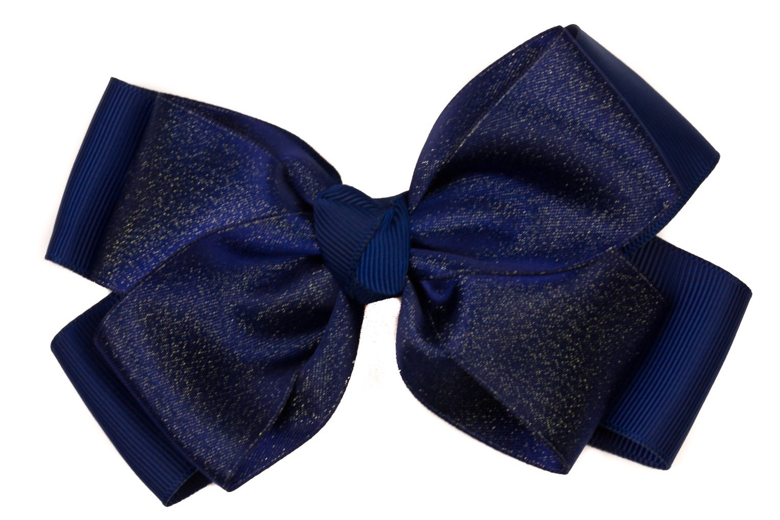 Mytoptrendz® Ladies Navy Large Ribbon Double Bow with Sparkly Glitter Ribbon Centre Bow on Beak style Hair Clip Hair Accessories