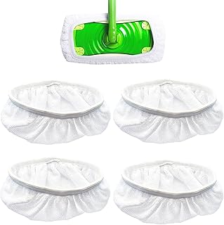 DDBSUN Microfiber Mop Pad for Swiffer Sweeper Mop, Reusable and Machine Washable Floor Mop Pad Refills, Mop Head Replacements, Wet/Dry Cleaning Pad for Multi-Surface Floors, 4 Pack, White