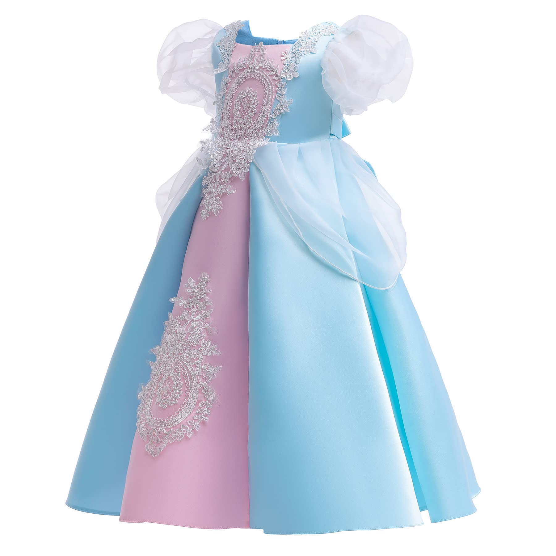 Niñas Vestidos Cortos de la vendimia Vestidos para Niños Vestidos de Princesa con Manga de Burbuja Vestidos Largos para Niñas