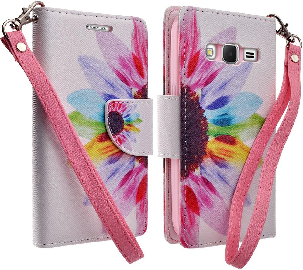 GW Compatible for Samsung Galaxy Prevail LTE 4G / Galaxy Core Prime Case, Magnetic Flip Wallet Case for Galaxy Prevail LTE 4G (Boost Mobile/Verizon/Straight Talk) - Sun Flower