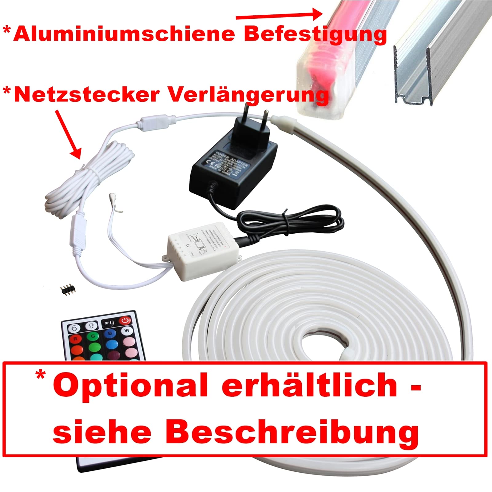 12V / 230V (Netzstecker) LED RGB Streifen Stripe Licht Unterbankbeleuchtung Saunabeleuchtung Saunalampe (RGB, 2m - 29,99€/m)