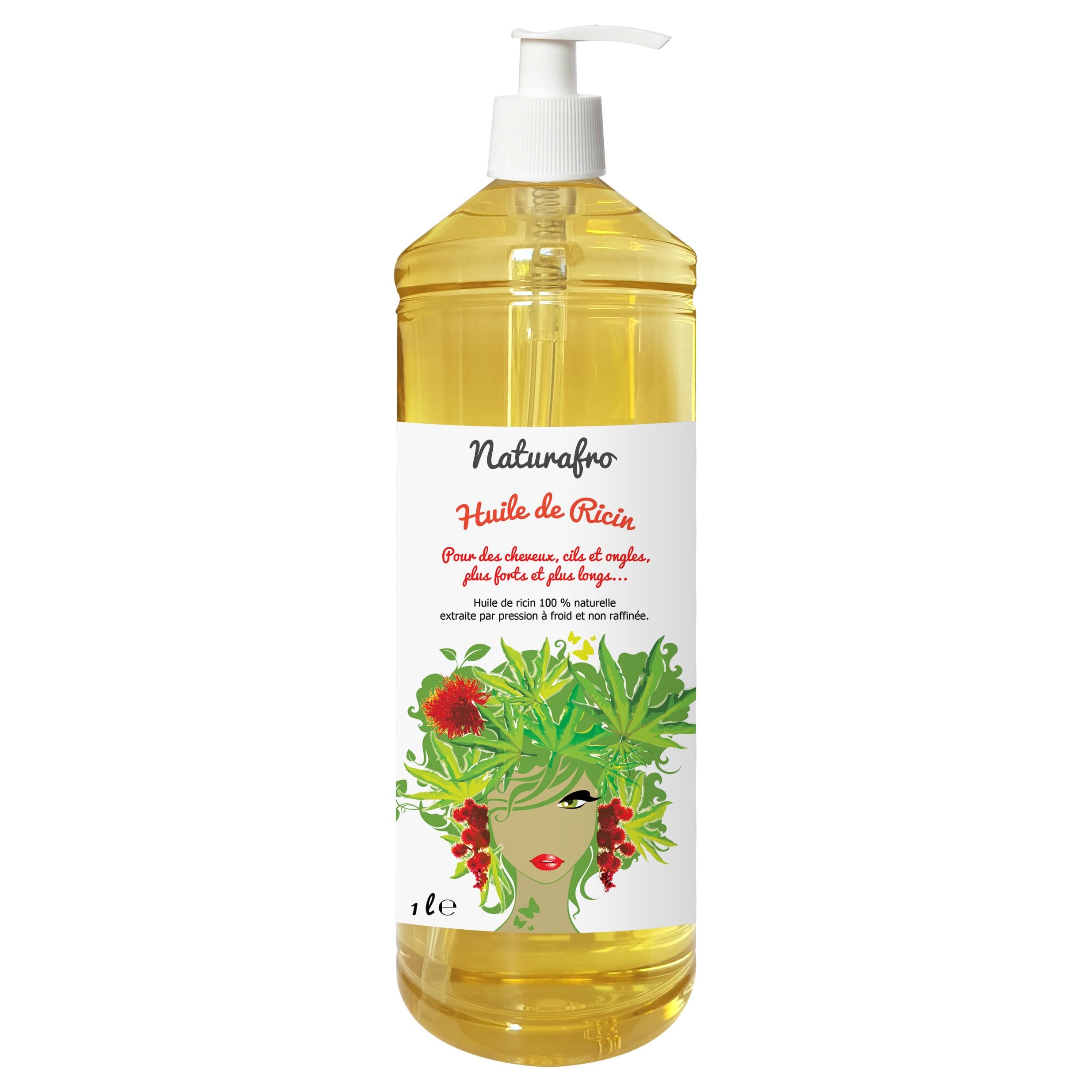 Aceite de ricino para el pelo, 1 litro, tapón de rosca
