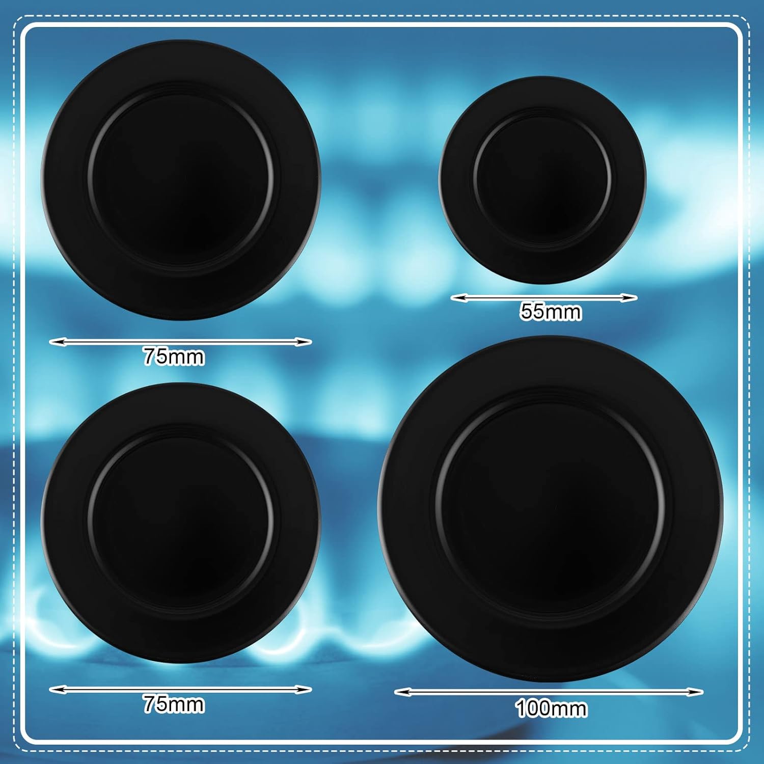 Amylove 4 Cooker Hat Set Oven Gas Hob Burner Crown Gas Stove Burner Caps Flame Cap Cover for Kitchen Fit to Most Stove Handles Lid Kit Quality Metal Stove Knob, 3 Sizes : Appliances