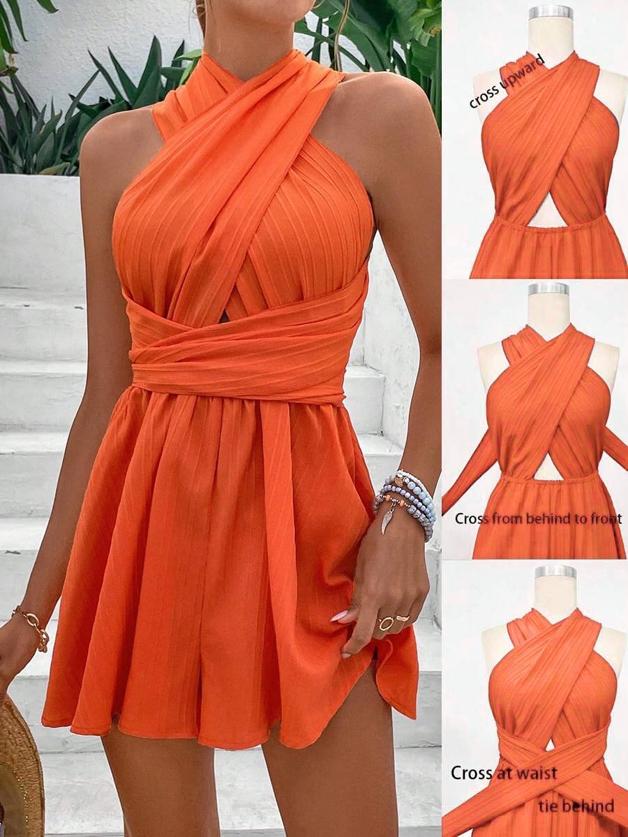 SISKIN Womens Rompers for Summer 2026 Sexy Halter Backless Sleeveless Jumpsuits for Women Casual - Image 5