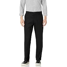 Haggar Mens Performance Micro Stria Straight Fit Plain Front Pant