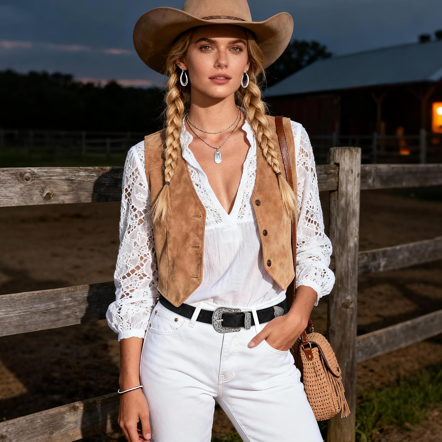 JASGOOD Women Leather Belts Ladies Vintage Western Design Black Waist Belt for Pants Jeans Dresses - Image 4