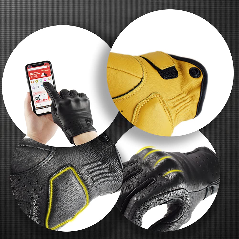 Guanti in pelle Moto Vintage pelle di pecora uomo estate inverno Touch Screen guanti Moto Full Finger Moto Luva M-XXL  201355758