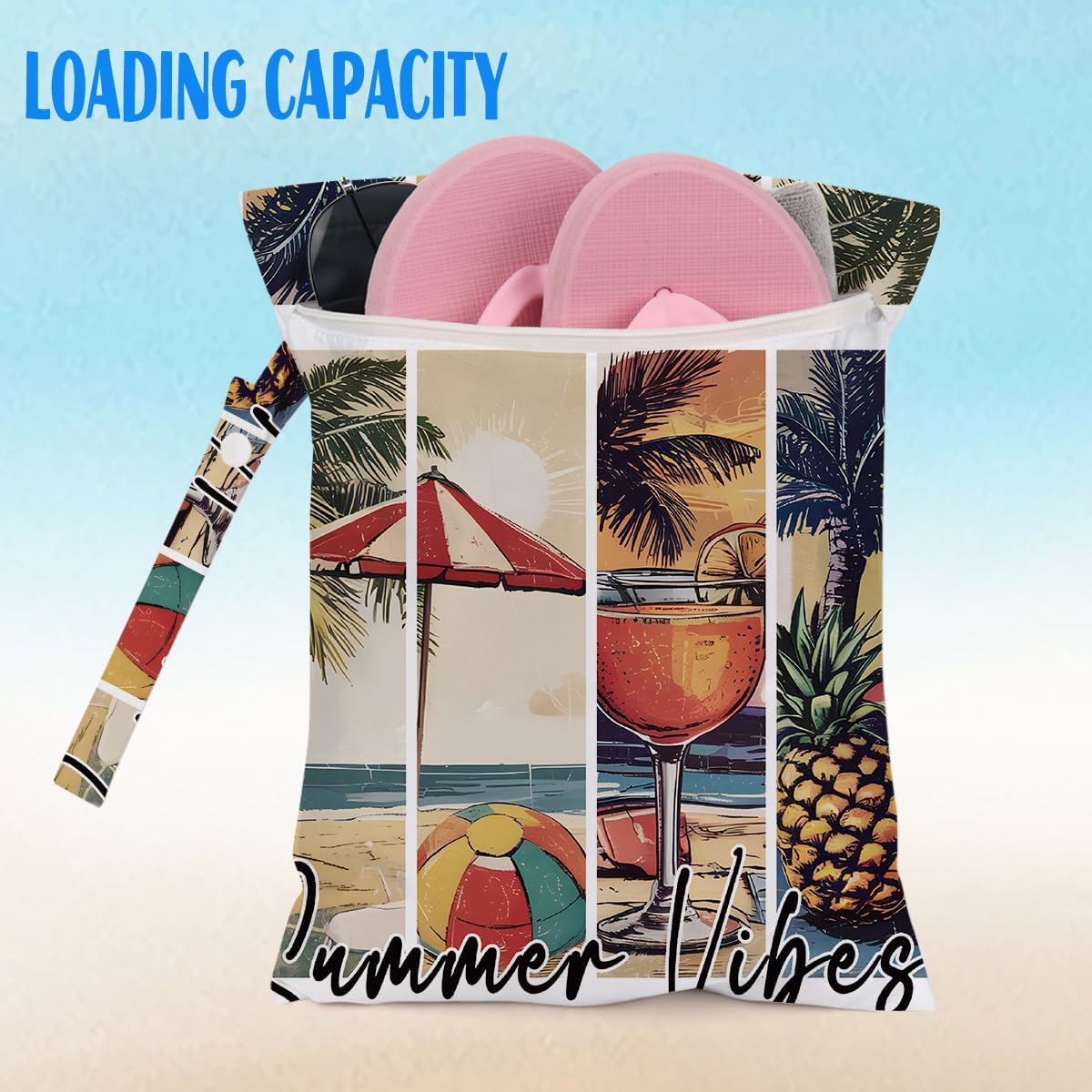 Beach Essentials, Wet Bag for Swimsuit Dirty Clothes Yoga Gym Diaper, Wet Dry Bag, Beach Vacation Essential for Travel Poor Bathing Summer Coastal Gifts Summer Vibes