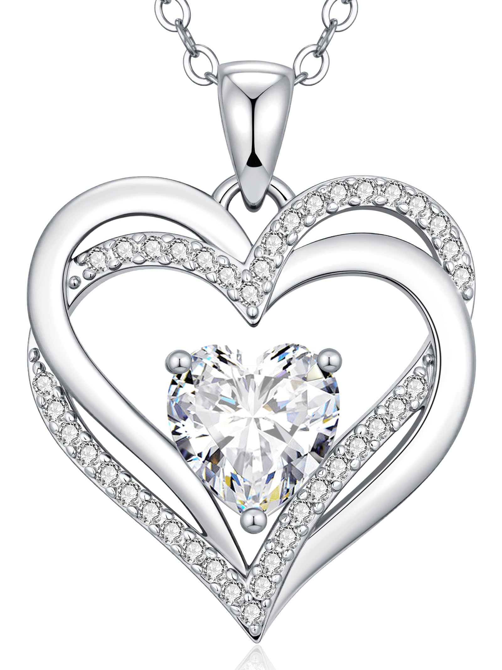 CDE Kette Damen Herzkette 925 Sterling Silber Geburtsstein Halsketten Schmuck Herz Anhänger Weihnachten Valentinstag Muttertags Geschenk Hochzeit Jubiläum Geburtstag Frau Freundin Mama