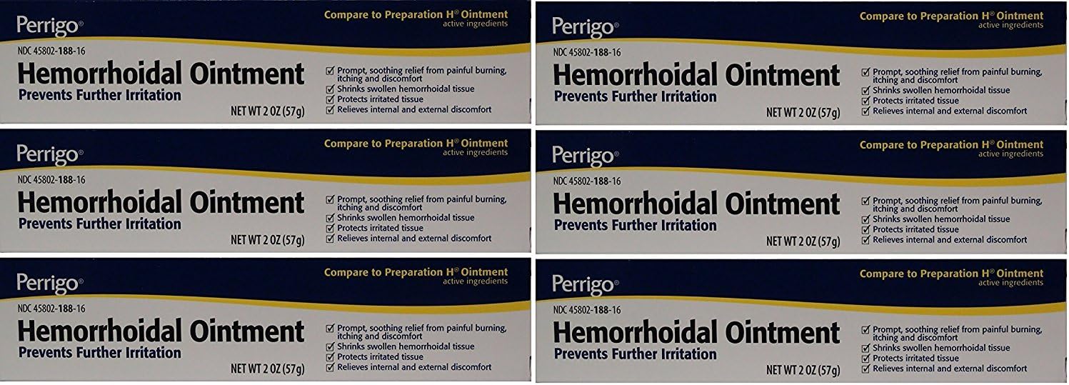Hemorrhoidal Pain Relief Ointment Generic for Preparation H for Fast Relieves of Internal and External Hemorrhoid Symptoms 2 oz. Per Tube Total 12 oz. by PERRIGO PHARMACEUTICALS