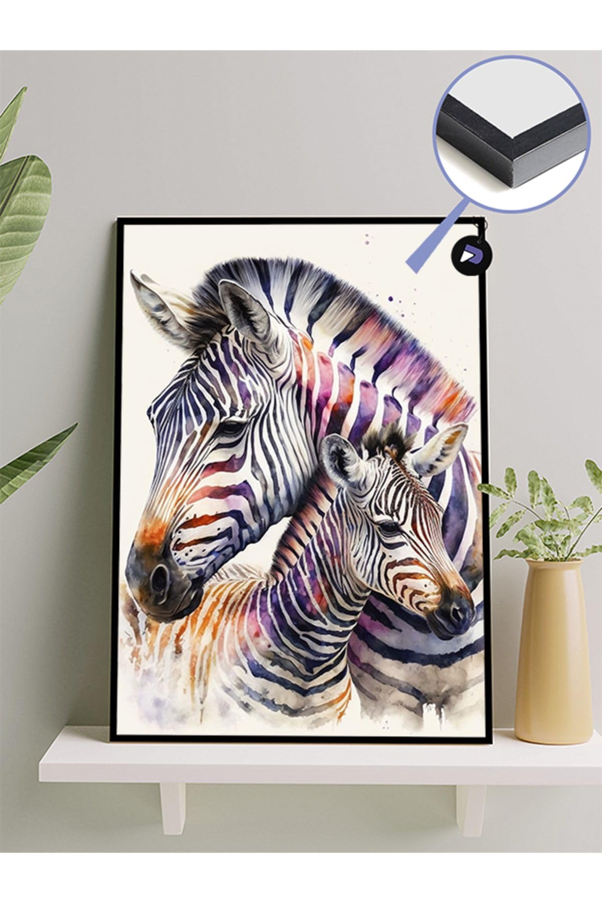 Postermanya (pster21220) Zebra Sevgisi Hayvan Çerçeveli Tablo - Çerçeveli Poster 30 x 40