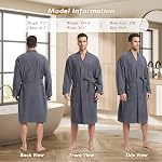 FashGudim Terry Robes de vêtement pour hommes Gros et gros hommes Kimono Robe Super Absorbant Spa Longueur du veau de peignoir avec poches