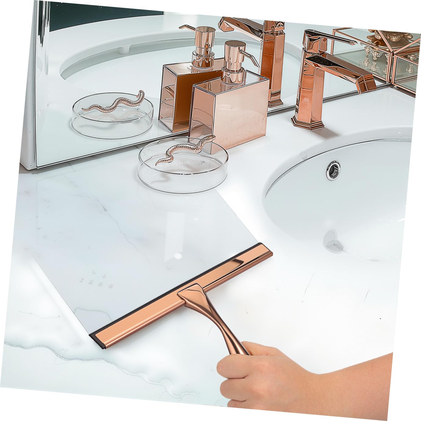 FOMIYES Limpiacristales Metálico Multiusos Mango de Silicona de Ventanas para Baño Ducha y Automóvil Herramienta de Limpieza Resistente Hogar