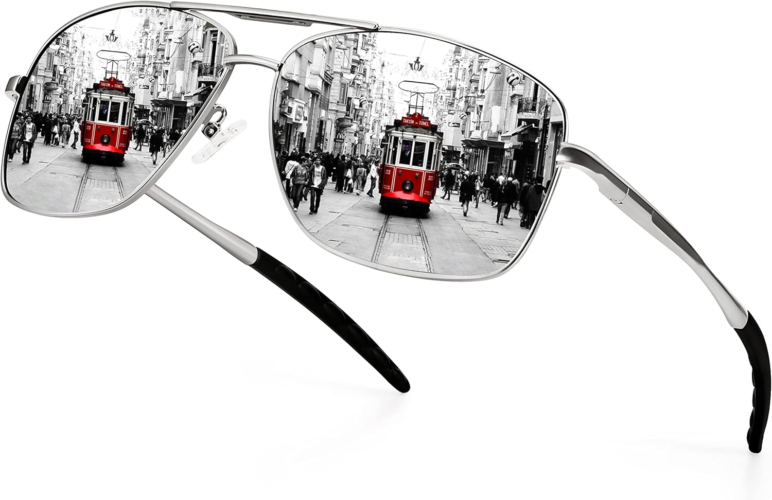 Aviator Sunglasses for Womens Men UV Protection Polarized Pilot Style Durable Metal Frame with Spring Hinges