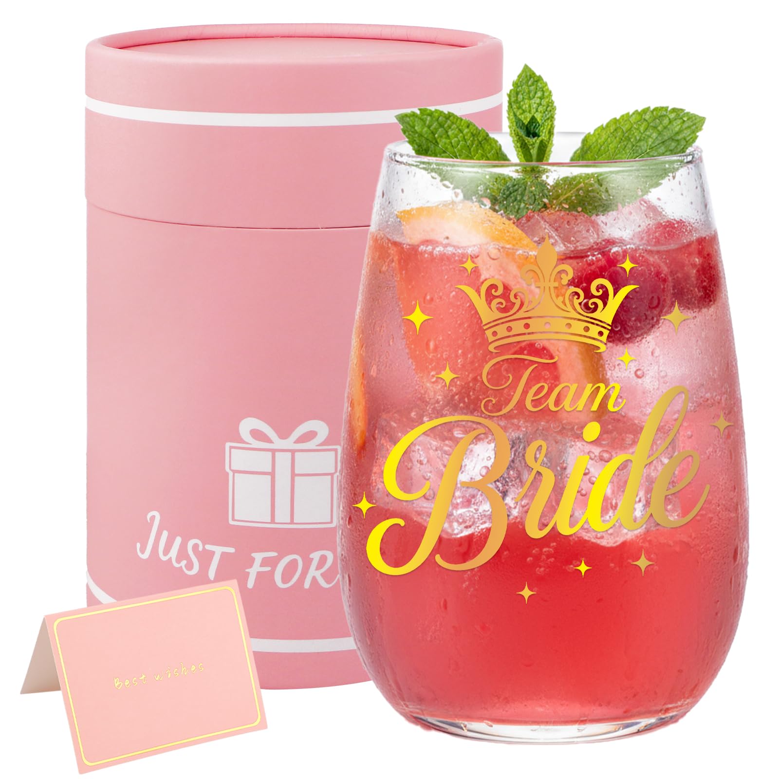Bliceon Team Bride Gifts Wine Glass, Personalised Team Bride Accessories, 15oz Wine Glass with Card and Gift Box, Wedding Gifts for Women, Best Friend, Sister, Bridesmaid, Bachelorette Party