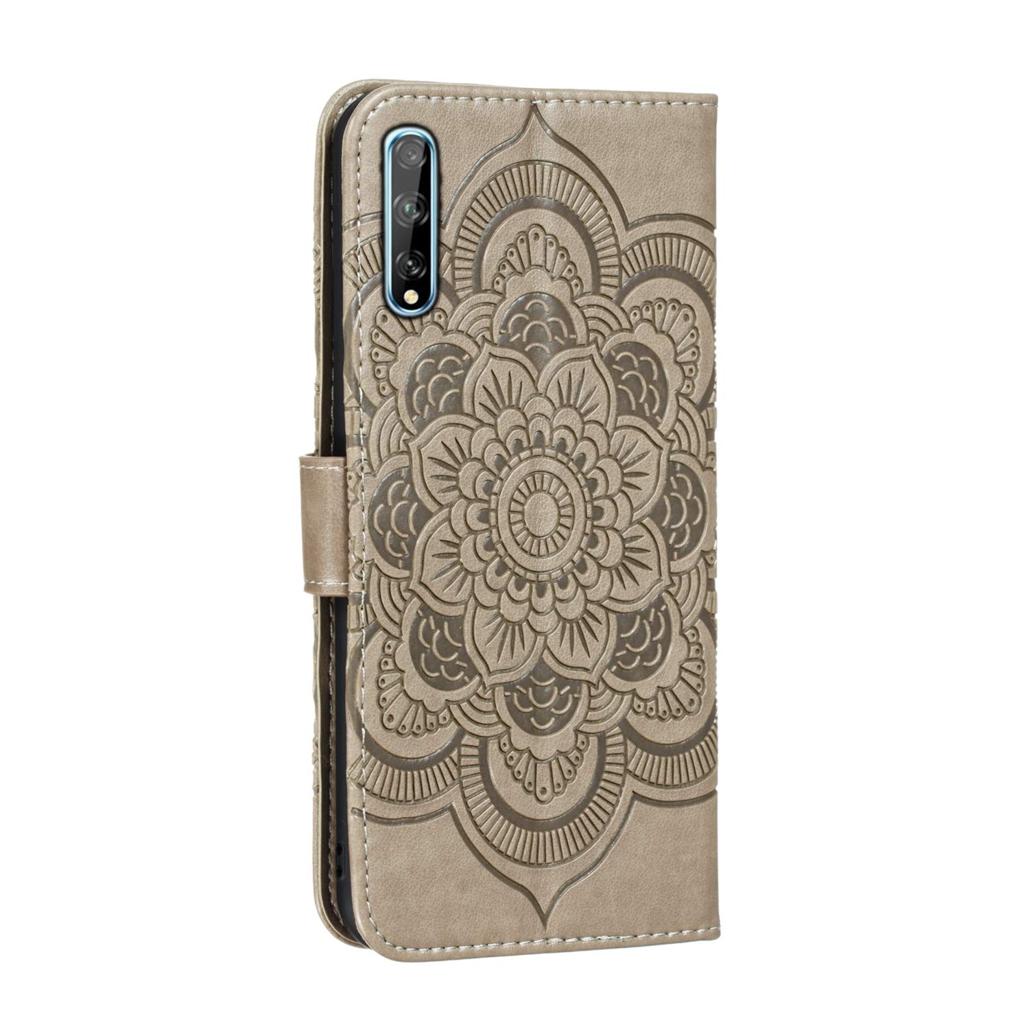 Coque pour Huawei Enjoy 10S Prime PU Cuir Flip Folio Housse Étui Cover Case Wallet Portefeuille Support Dragonne Fermeture Magnétique pour Huawei Enjoy 10S - JEEB010547 Gris