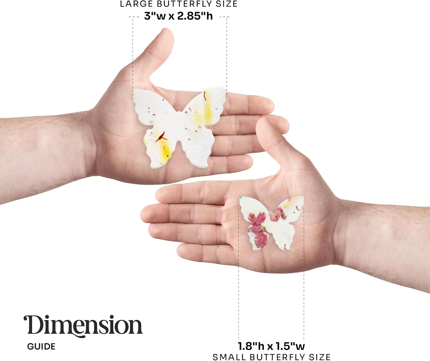 50pcs Small Pink & Yellow Butterfly Seed Paper and 50pcs Planting Guide Set Bundle