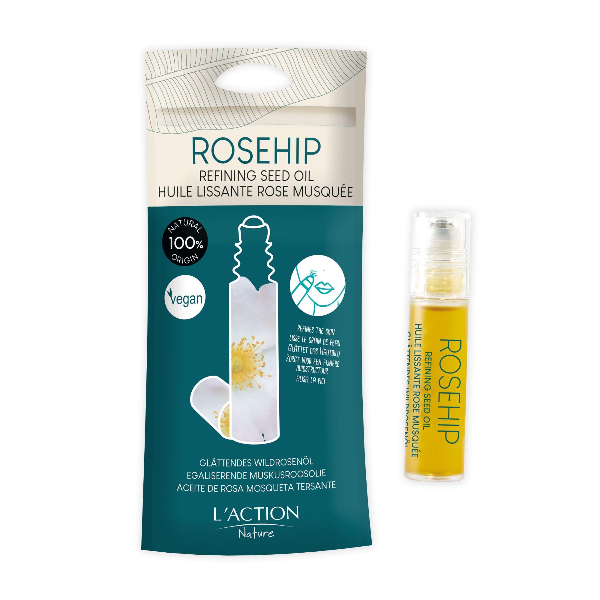 L'Action Paris Rosehip Refining Seed Oil, Nourishing and Moisturising Natural Face Oil to Help Improve Blemishes