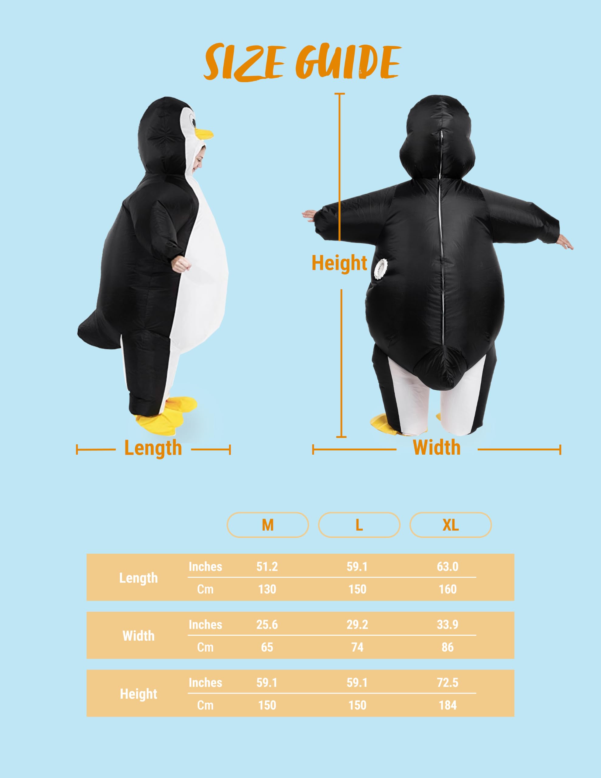 Spooktacular Creations Disfraz inflable de pingüino para Halloween, traje de cuerpo completo para fiestas temáticas de cosplay de adultos