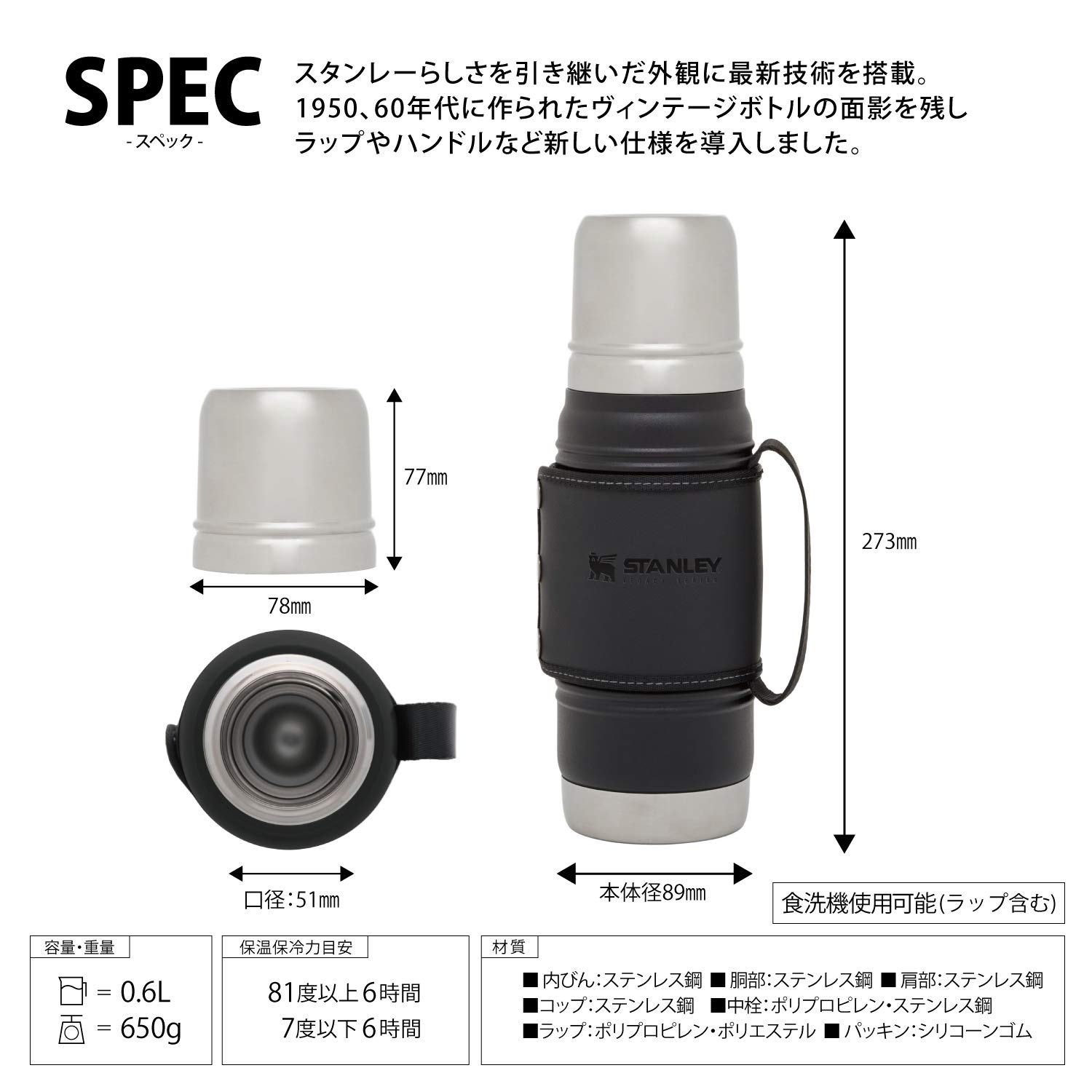 Amazon.co.jp: STANLEY(スタンレー) レガシー真空ボトル 0.6L マット