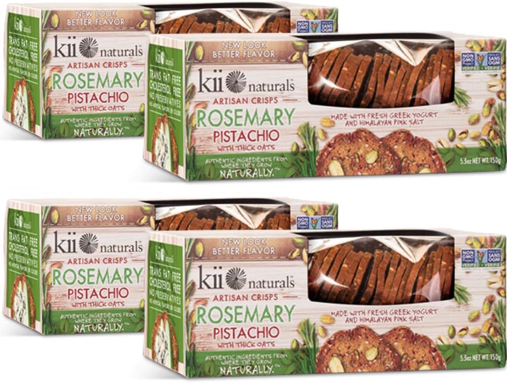 Kii NaturalsArtisan Crisps, Rosemary and Pistachio, 5.3 Ounce (Pack of 4)