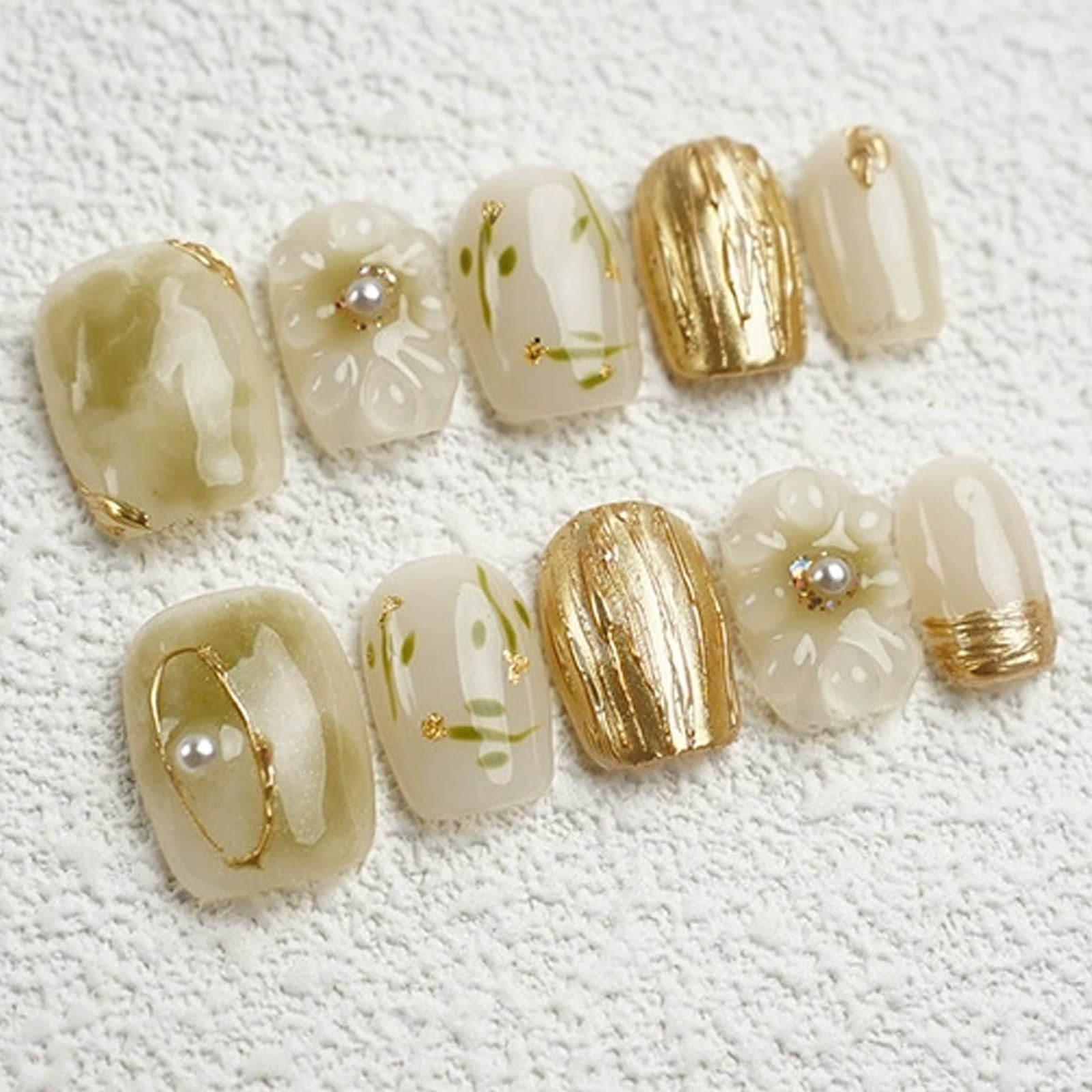 ネイルチップ ショート 短め 黄 ハンドメイド 貼るだけネイル つけづめ つけ爪 韓国 春 可愛い 花 袴 ジェル シール セルフ ステッカー おうち アート S