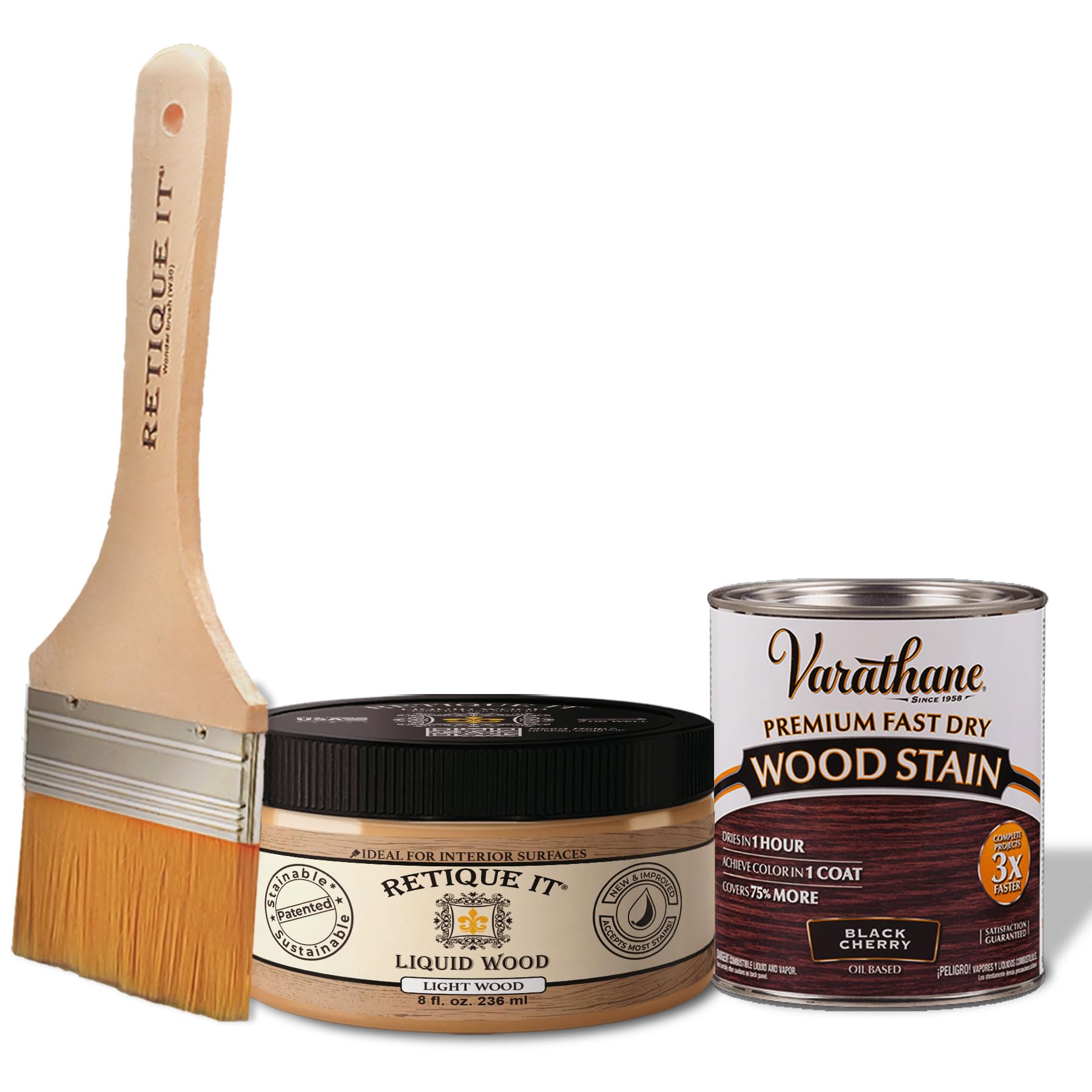 Retique It Liquid Gel Stain & Wood Stain Perfect Companion to Chalk Furniture, Milk Paint & Cabinet Beyond Faux Wood Look Paint, 40 Black Cherry, 8oz