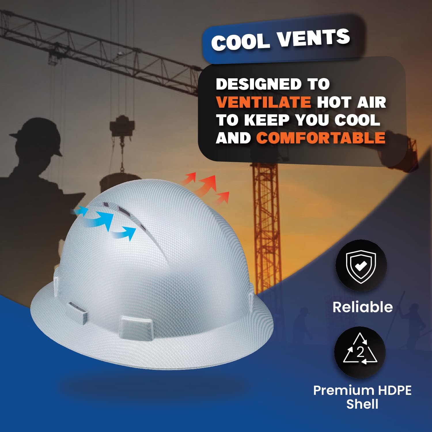 Acerpal Full Brim Vented Tinted Windows Carbon Fiber Design Matte Finish OSHA Hard Hat with 6-Point Suspension