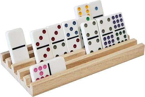 Miniatura 2 de DNB - Estantes de dominó de madera, juego de 8 bandejas de azulejos de dominó, 5 ranuras por bandeja, organizadores de dominó para juegos de dominó,