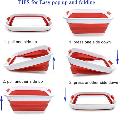 Miniatura 7 de SAMMART Canasta plegable de plástico para la ropa sucia, recipiente de almacenamiento plegableorganizador, ahorro de espacio, rectangular