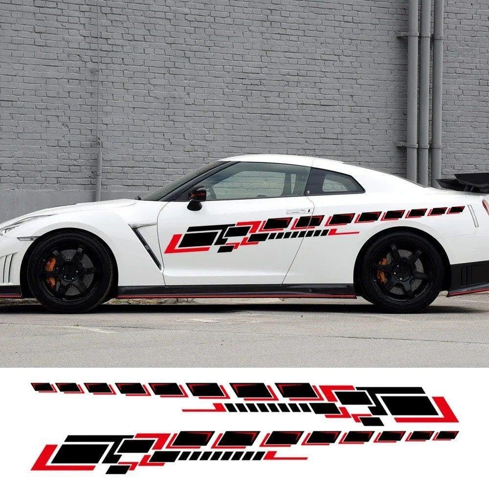 2PCS Auto Körper Seite Streifen Aufkleber Lange Streifen Tür Seite Vinyl Aufkleber Auto Body Styling Fahrzeugaufkleber(Black Gold)
