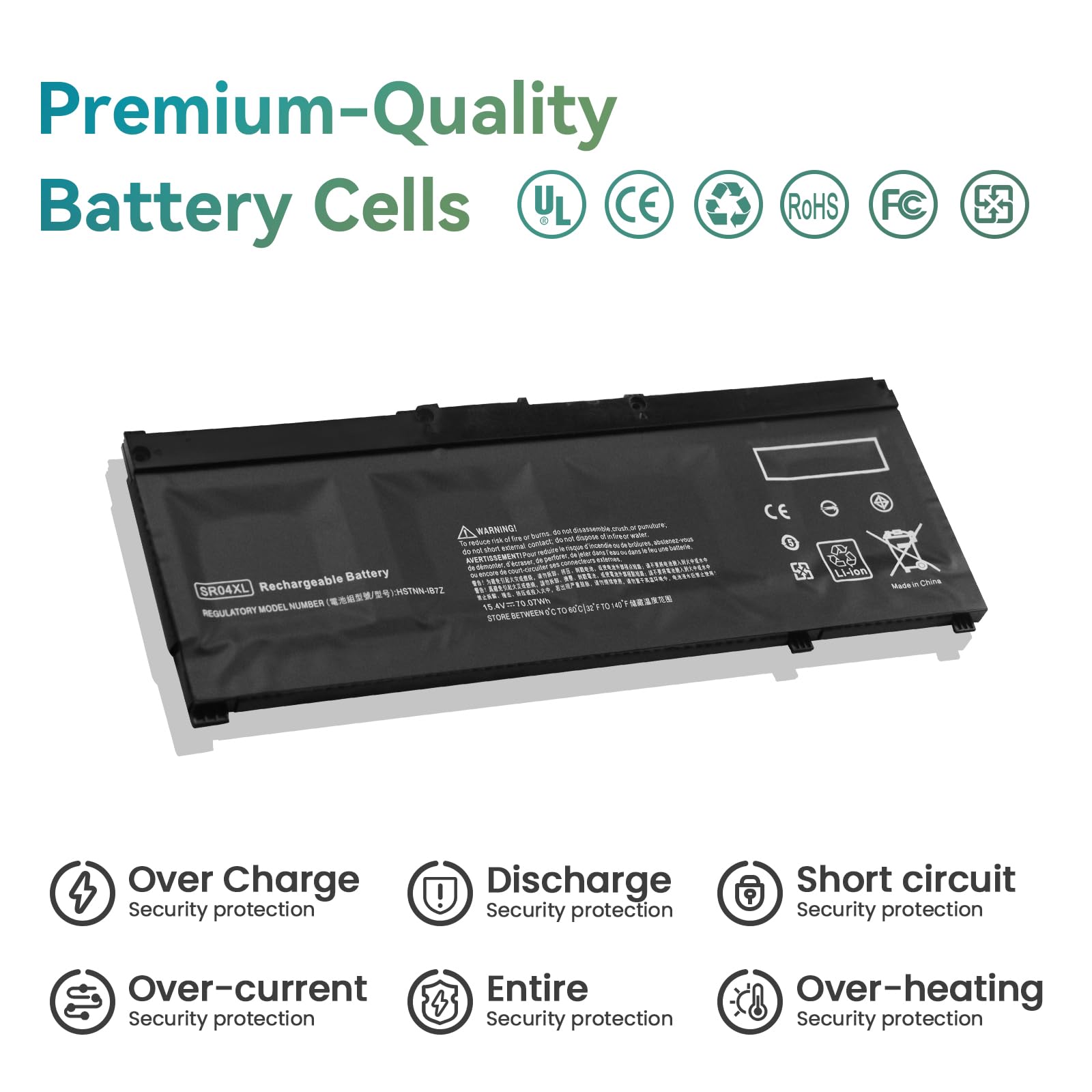 SR04XL Batterie pour HP Omen 15-ce0xx 15-dc0xxx 15-dc1xxx 17-cb0xxx Pavilion 15-cb0xx ZBook 15v G5 15-ce021ng 15-ce003nl 15-ce010nl 15-ce005ns 15-ce033ns 15-dc1109nf 917724-855 917678-2B1 HSTNN-DB7W