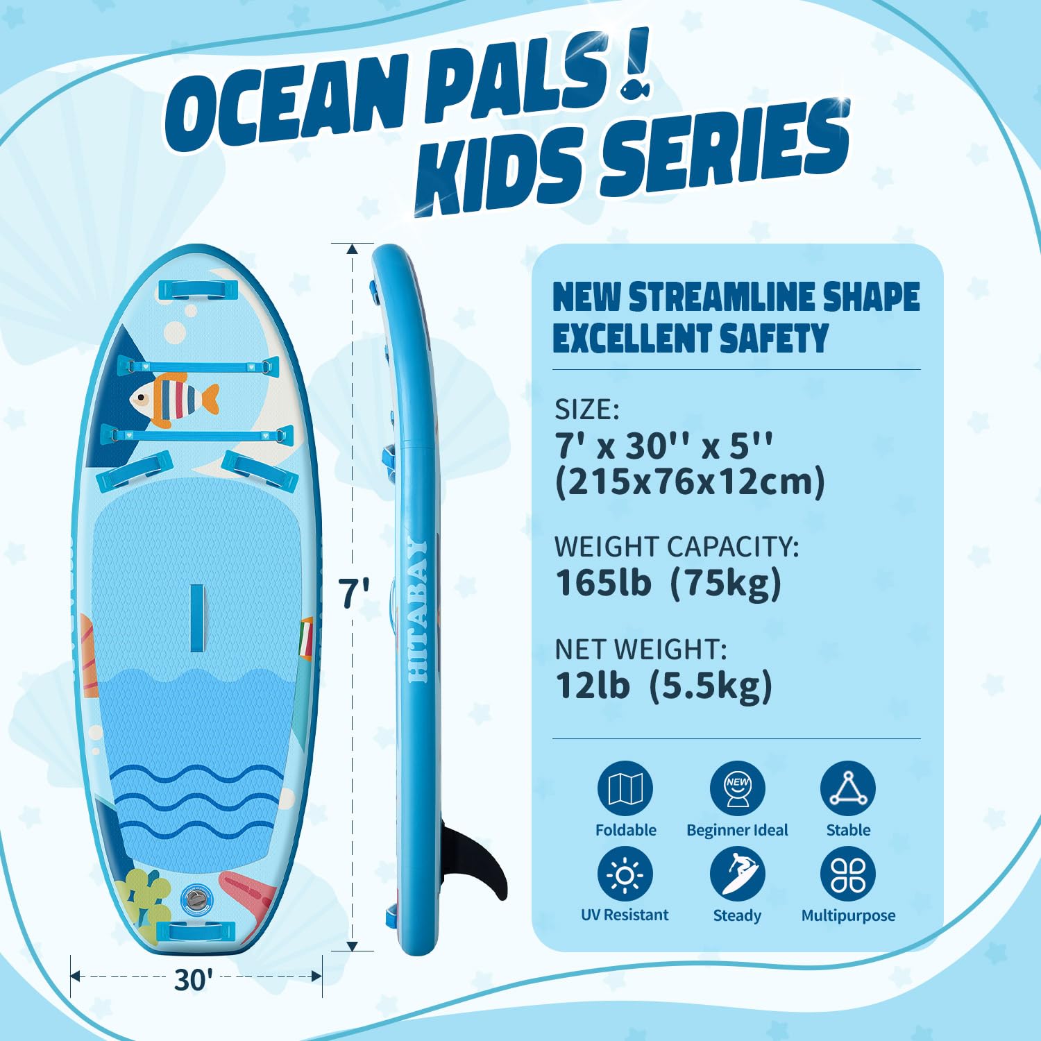 Paddle Gonflable Adulte et Enfant avec Accessoires Complets, Planche de Stand Up Paddle Gonflable, Capacité 150kg Sup