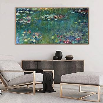 Amazon.com: Framed Canvas Wall Art Water Lilies by Claude Monet