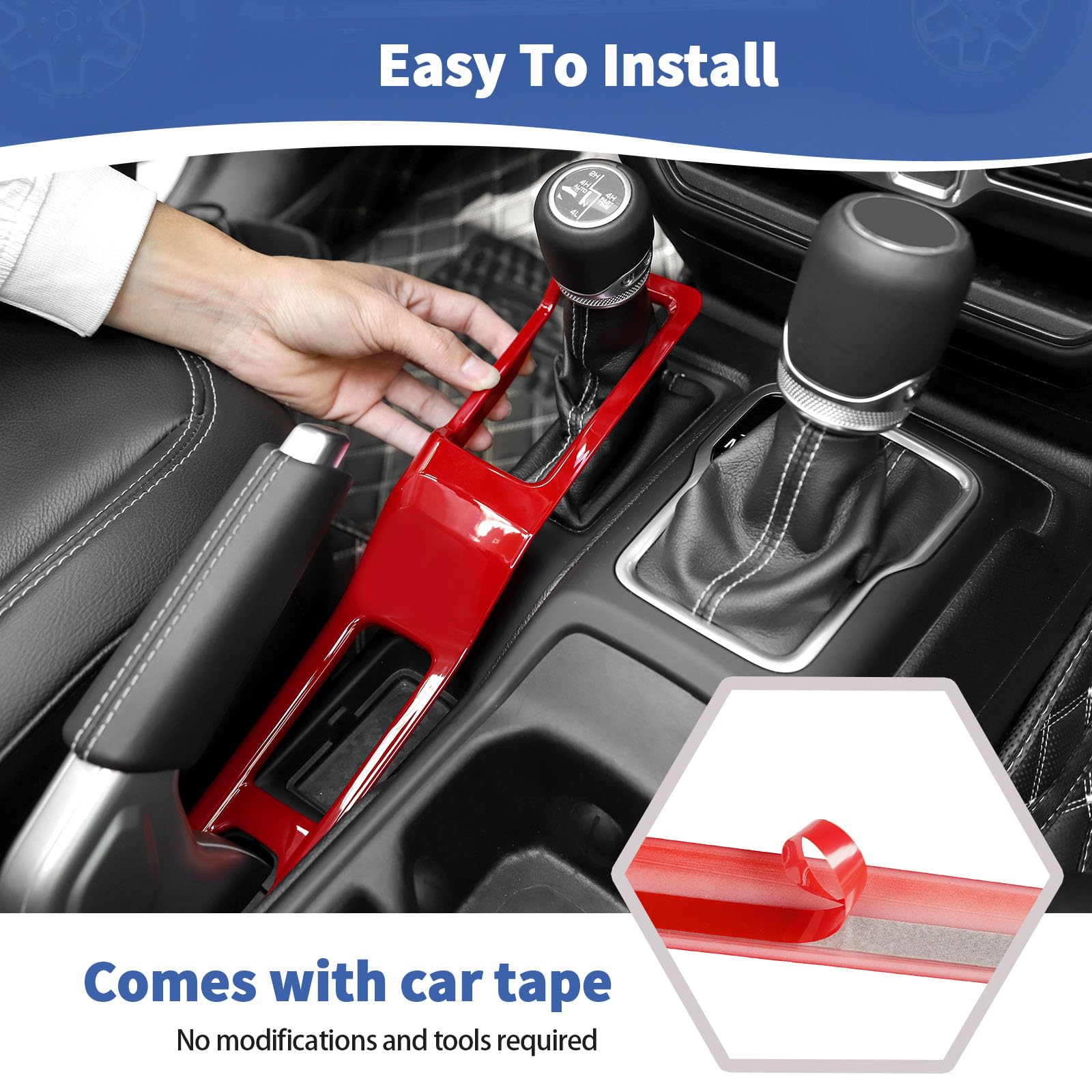 Amazon.com: RT-TCZ for Jeep JL Gear Shift Cover Red, 4WD Shift