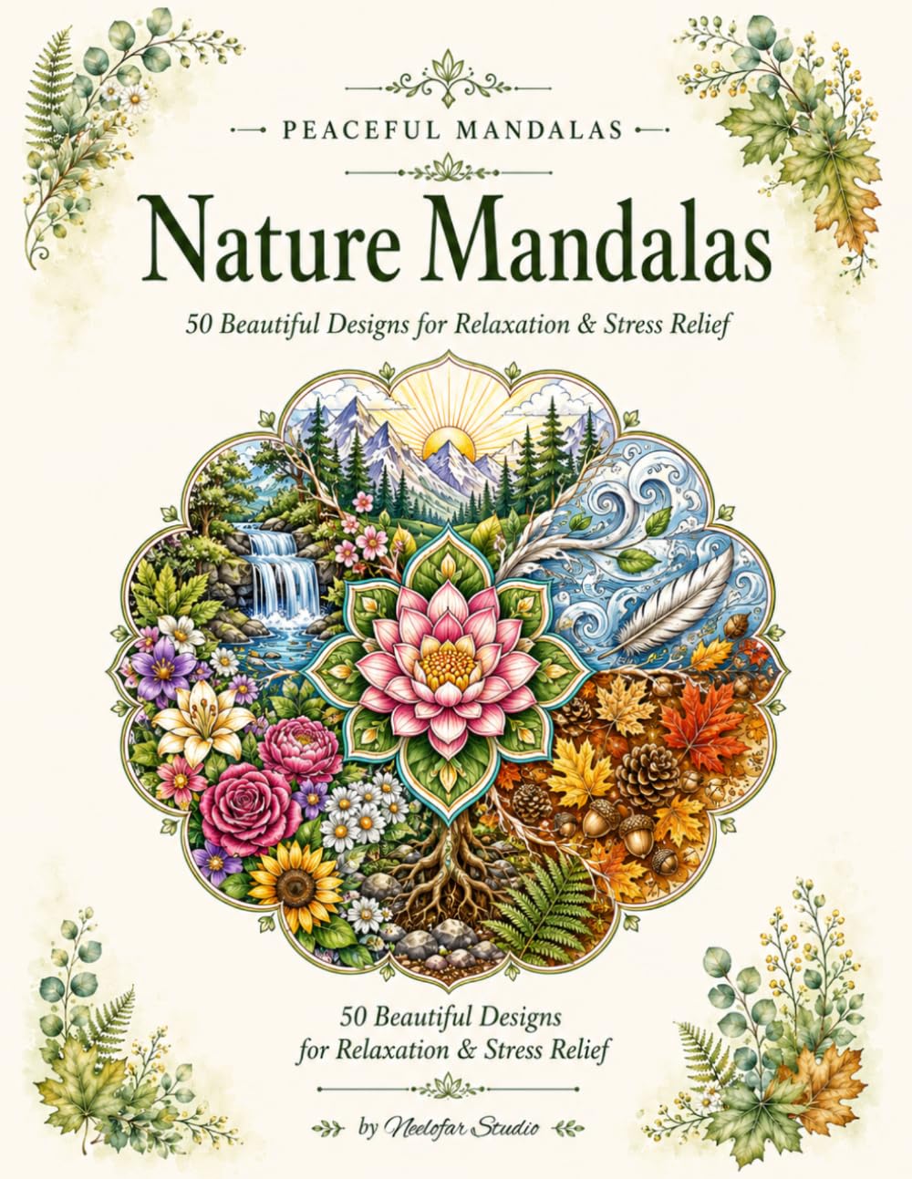 Nature Mandalas: 50 Beautiful Designs for Relaxation, Mindfulness & Stress Relief (Peaceful Mandalas)