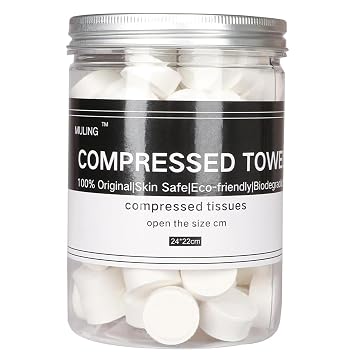Canned 100 PCS Compressed Towels Portable Mini Compressed Coin Tissue for Travel Sports, Beauty Salon or Home Hand Wipes
