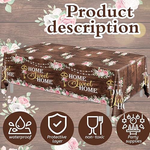 Miniatura 4 de Decoraciones de inauguración de la casa, 3 manteles para el hogar, mantel floral rústico de madera, cubierta de mesa de calentamiento de casa para