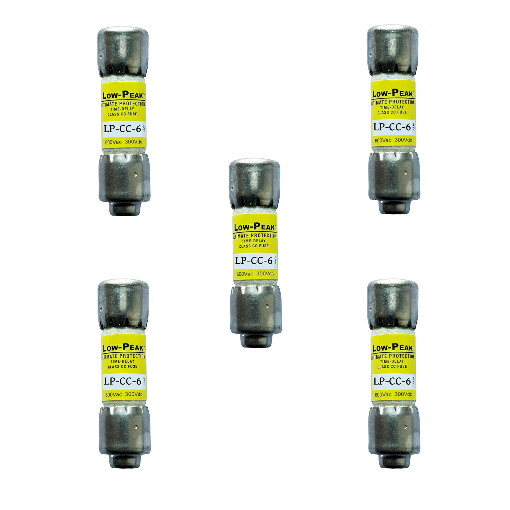 5-Pack New LP-CC-6 LP-CC-6A LP-CC 6A 600Vac Time Delay Fuse,LP-CC-6 Class CC Cartridge Fuses 6A 600V-AC D666186