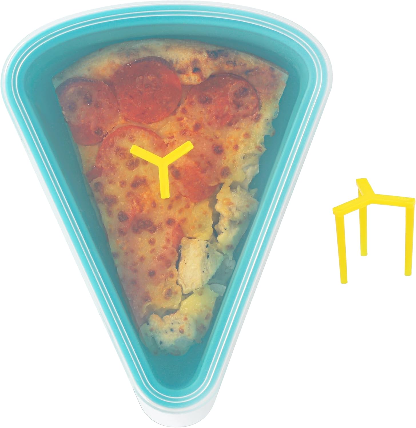 3-Pack Reusable Silicone Leftover Pizza Slice Storage Container with Air-tight Lids-BPA Free,Fits Single Slice up to 16",On-the-go Bento Style,Microwave, Freezer & Dishwasher Safe(3 Blue)