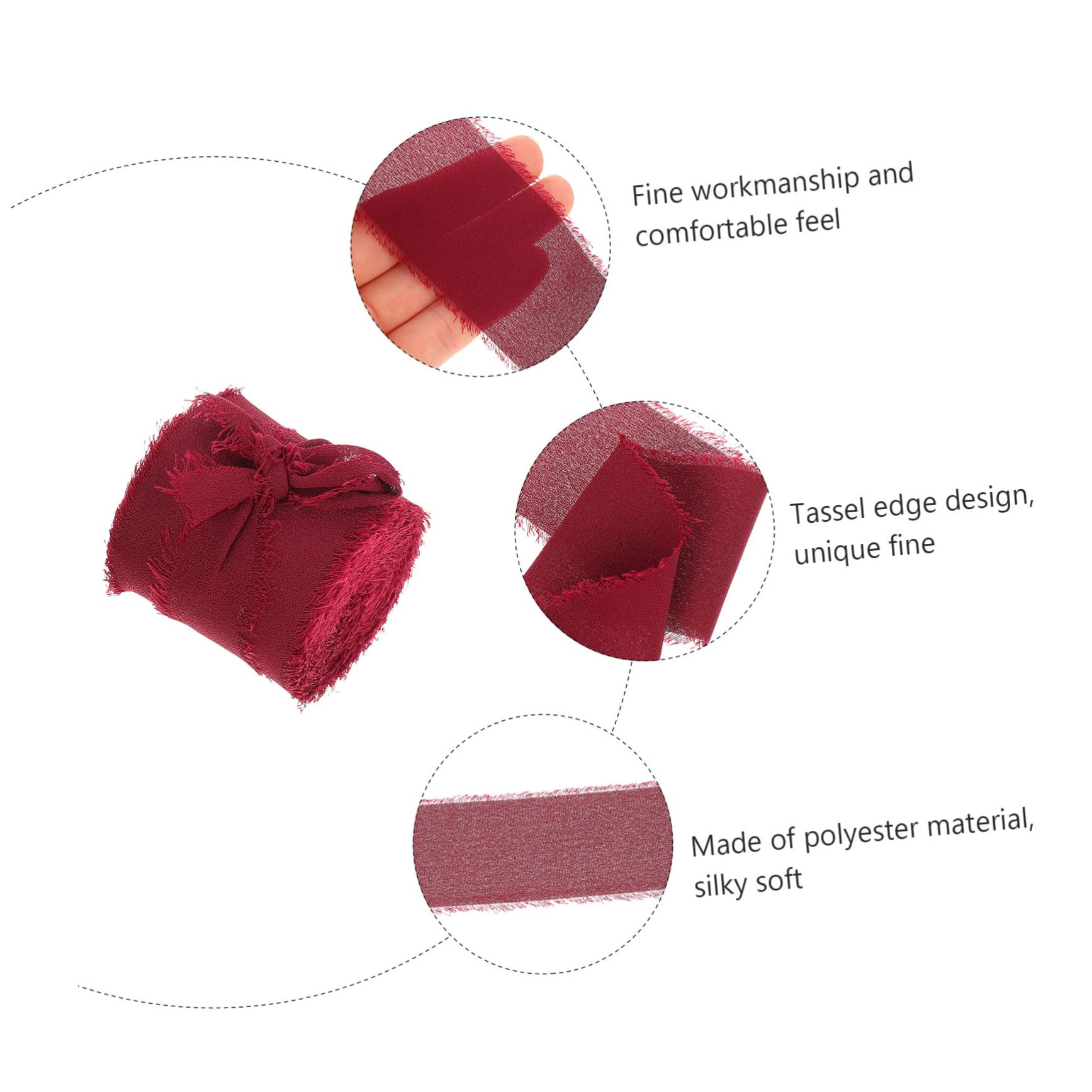 STOBOK 9stücke Teiliges Handgemachtes Chiffonband Weinrot Dekoratives Geschenkband Für Hochzeiten Brautsträuße Einladungskarten Und Festdekorationen Yards
