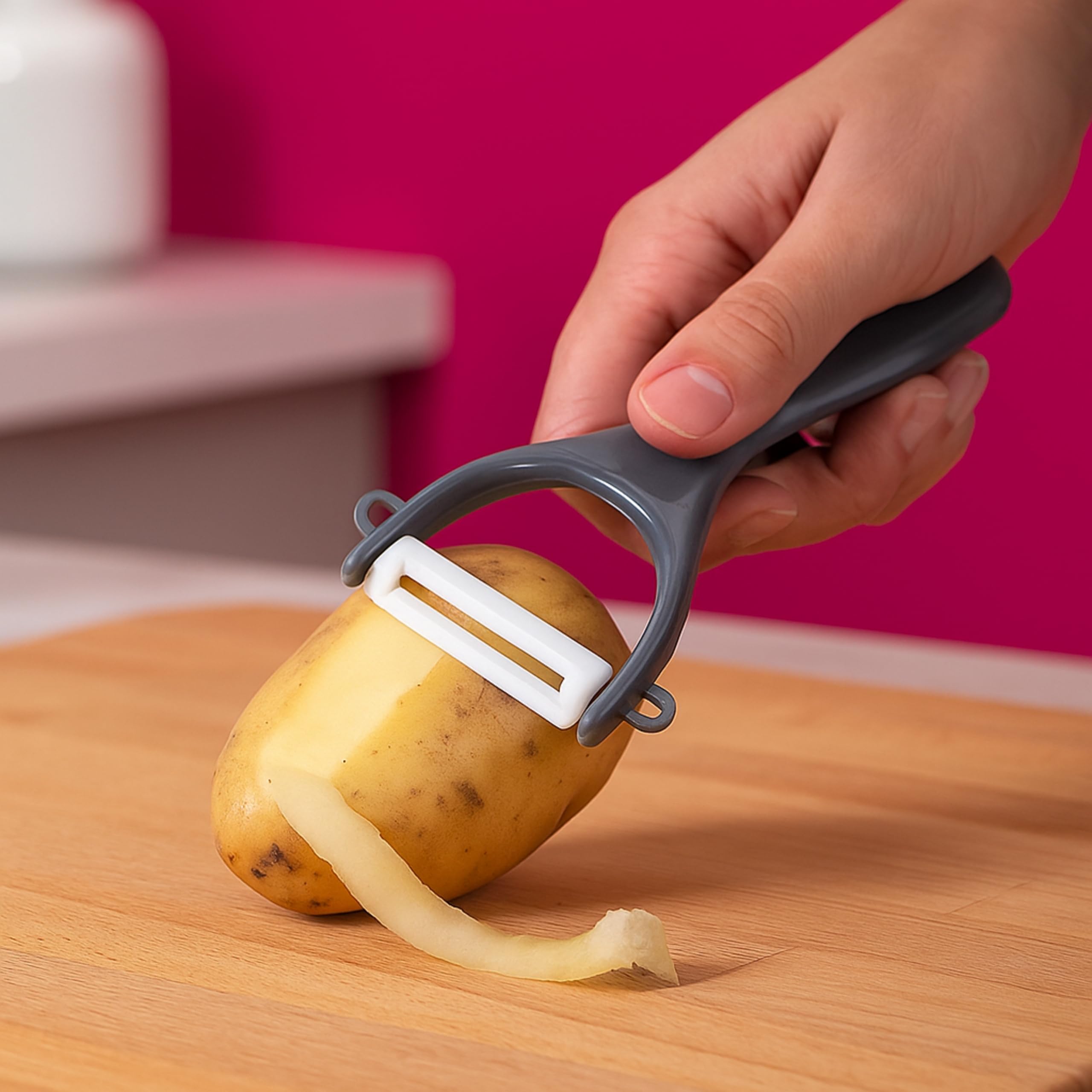 Pelapatate In Ceramica Con Lama Antiruggine E Guanti Antitaglio Inclusi – Colore Blu, Utensile Da Cucina Sicuro Per Bambini