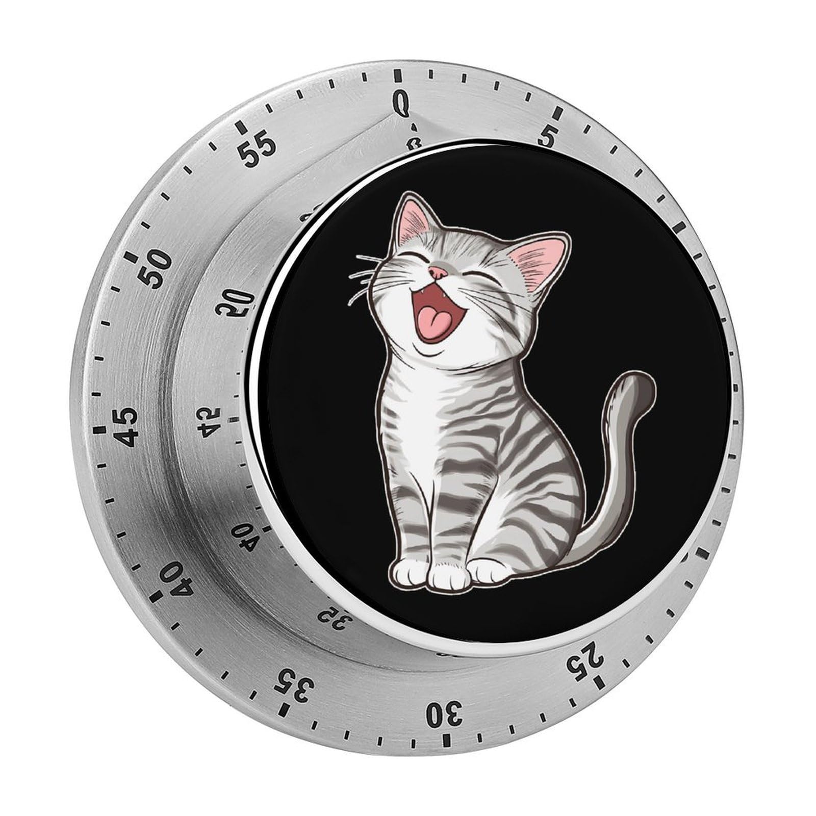 United States Shorthair Cat Mechanical Timer with Alarm for Kitchen Cooking Productivity Stainless Steel Timers