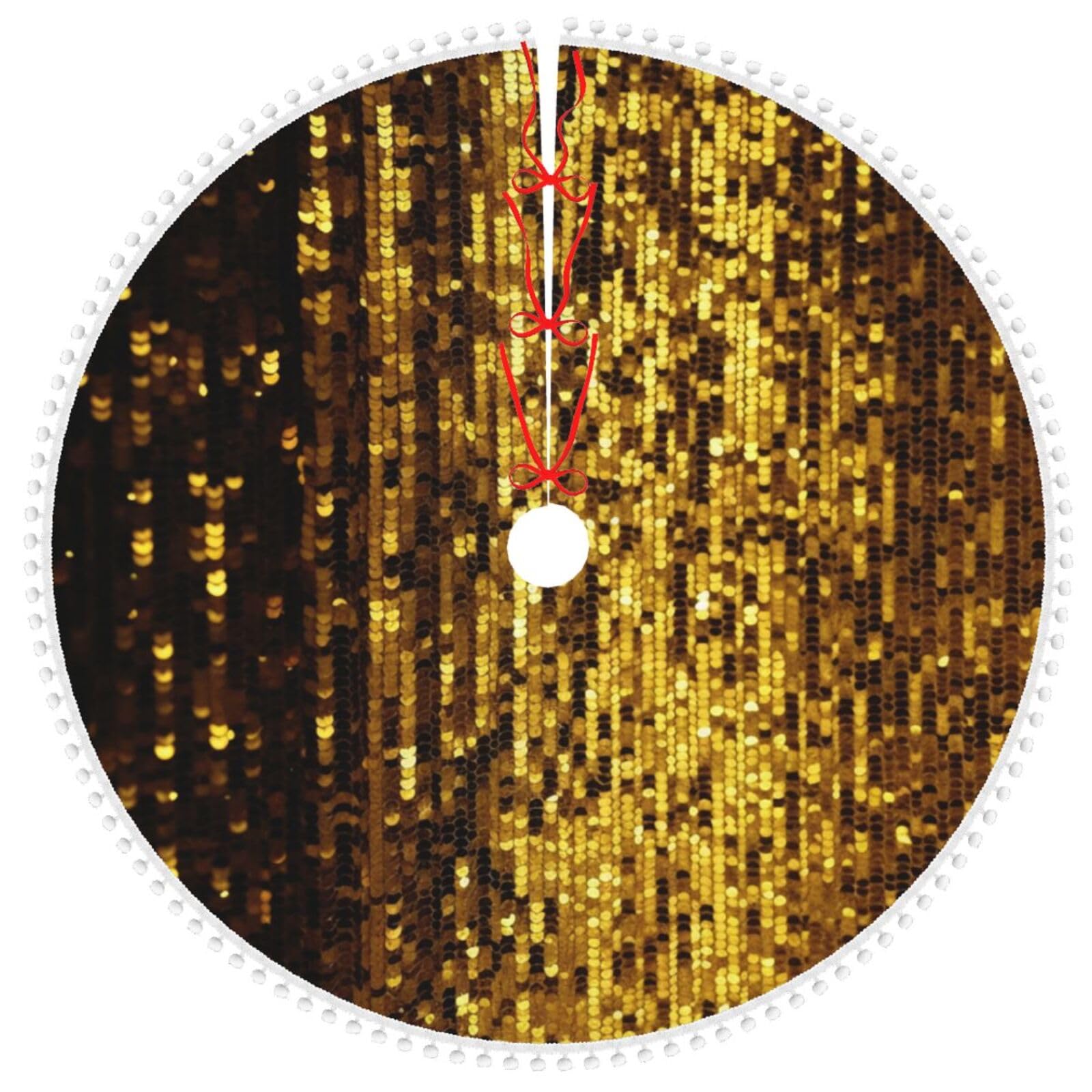 Tapis de sapin de Noël luxueux à paillettes dorées et peluche douce de 121,9 cm