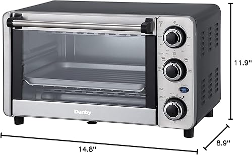 Miniatura 4 de Danby DBTO0412BBSS Horno tostador de encimera de 4 rebanadas de 0.4 pies cúbicos12L con 4 rebanadas en acero inoxidable, tostada, horneado, asado,