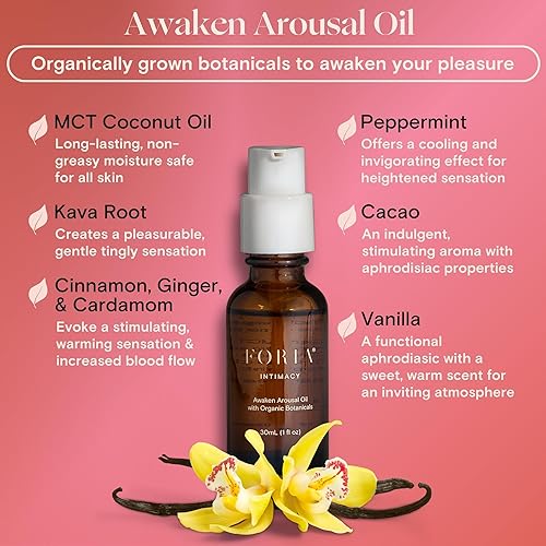 Miniatura 3 de Foria Awaken - Aceite de excitación orgánico, totalmente natural, seguro para pieles sensibles, 1 onza líquida