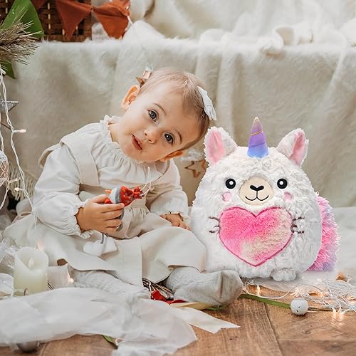 Miniatura 7 de Leyndo Almohada de felpa de Llamacorn de 14 pulgadas, lindo unicornio y llama, almohada de felpa suave de llama para regalos de cumpleaños,