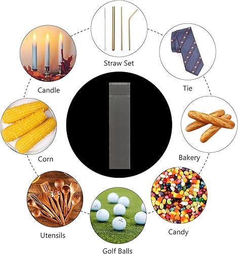 Miniatura 4 de Bolsas de celofán de 3 x 12 pulgadas de largo, 500 bolsas de celofán transparentes autoadhesivas de 2 mil de pulgada (2 mil), delgadas y