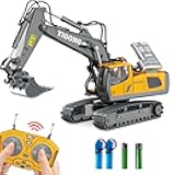 Dwi Dowellin Remote Control Excavator Toys for Boys,Construction Rc Excavators for Kids Age 4-7 8 9 10 Year Old,Ideal Toys,Batteries Included