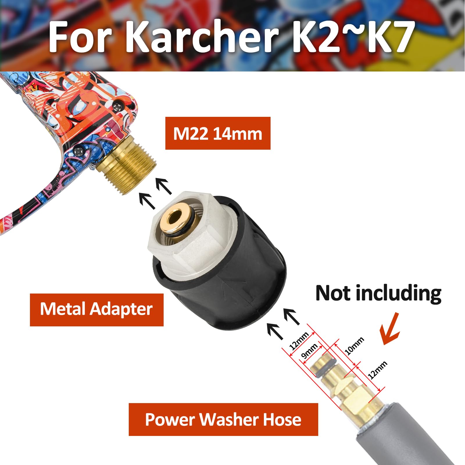 BEAR FORCE Pistolet pulvérisateur pour nettoyeur haute pression M22-ID14mm et raccord rapide 1/4" lance à mousse de neige 1L, pour nettoyeurs haute pression Kär-cher K1 K2 K3 K4 K5 K6 K7, lavage auto